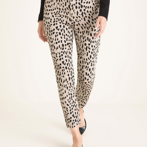 Chico's So Slimming Cheetah-Print Girlfriend Ankle Jeans 0 US Small - Picture 1 of 8